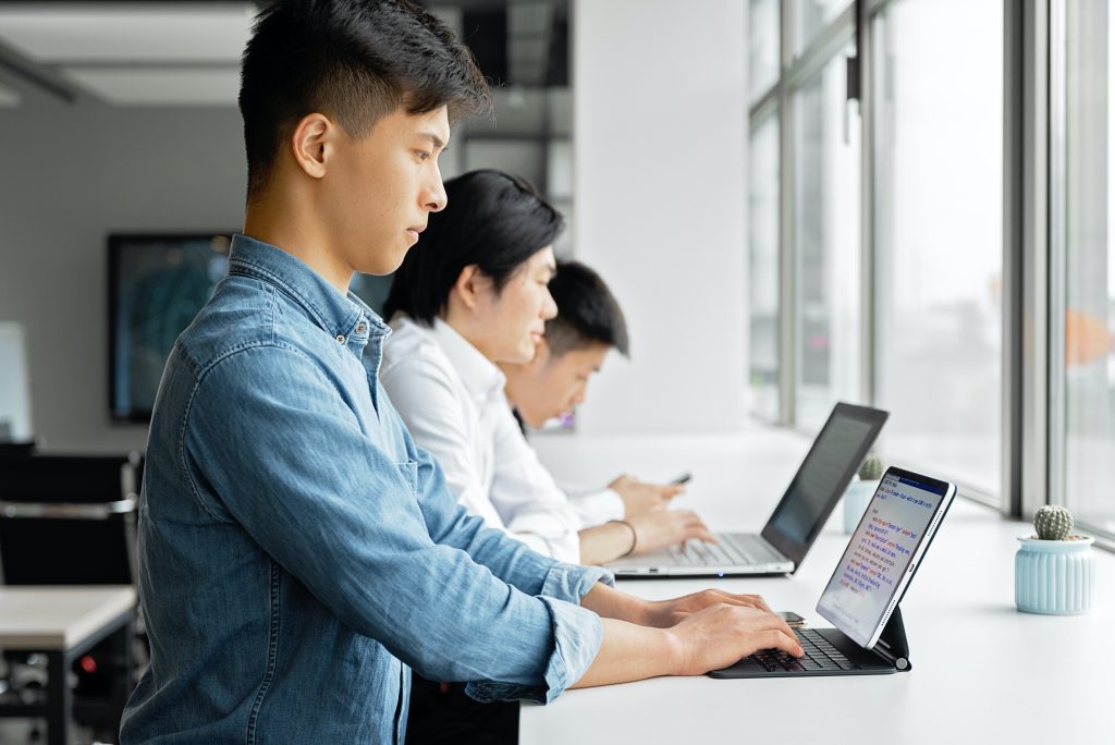 man working on laptop