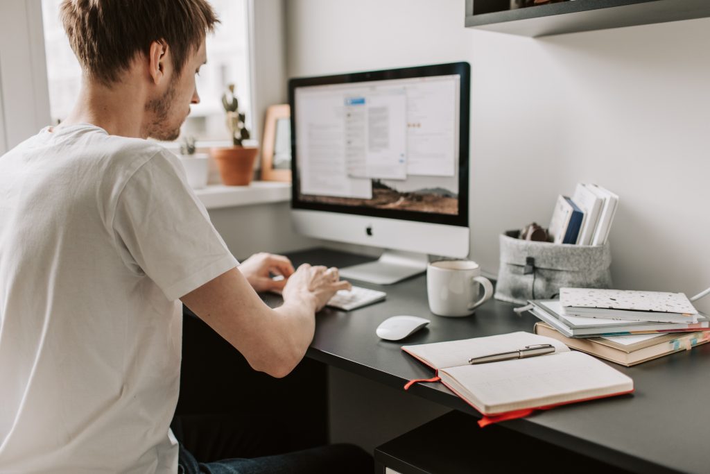 Man editing on computer