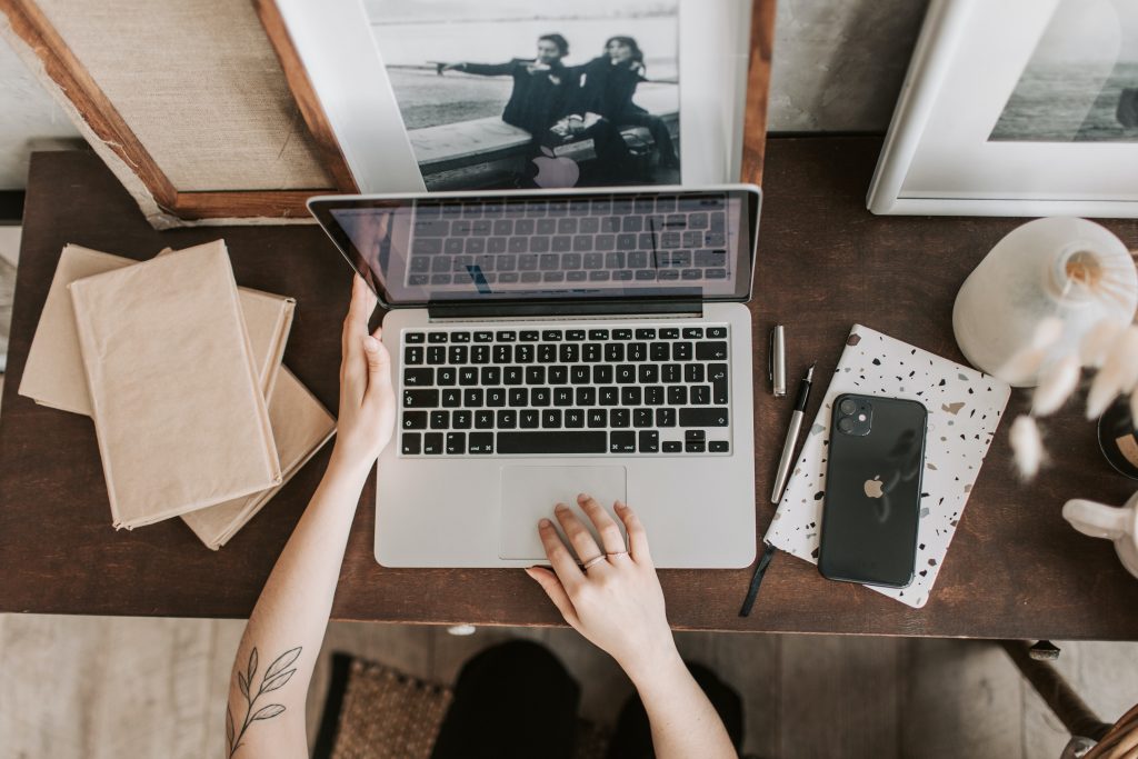 person using laptop