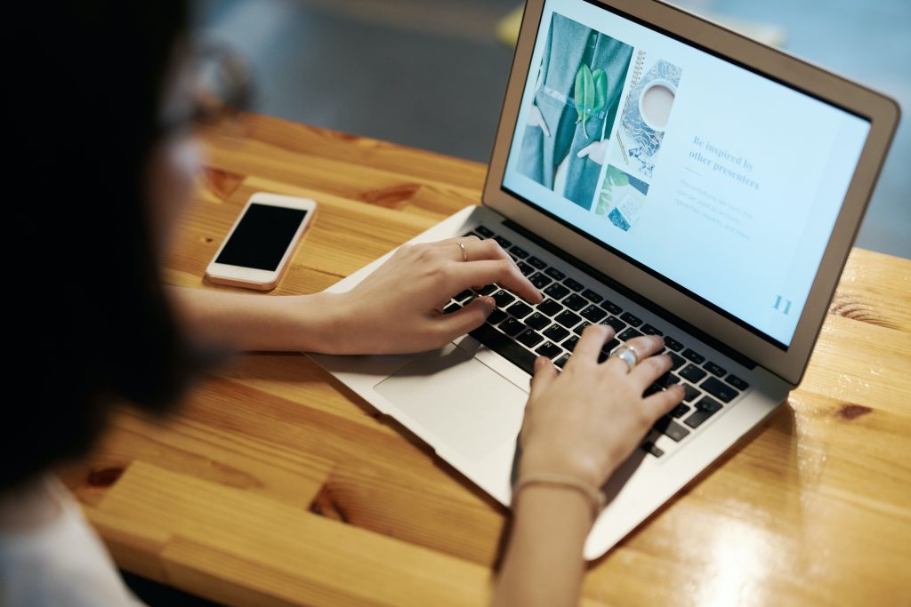 Woman writing blogpost