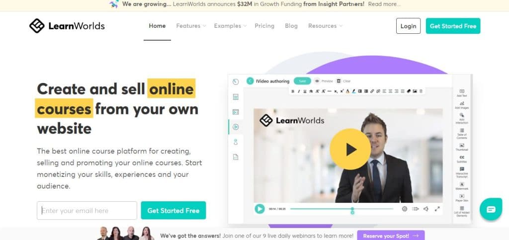 LearnWorlds landing page