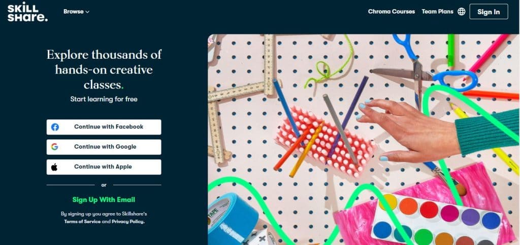Skillshare landing page