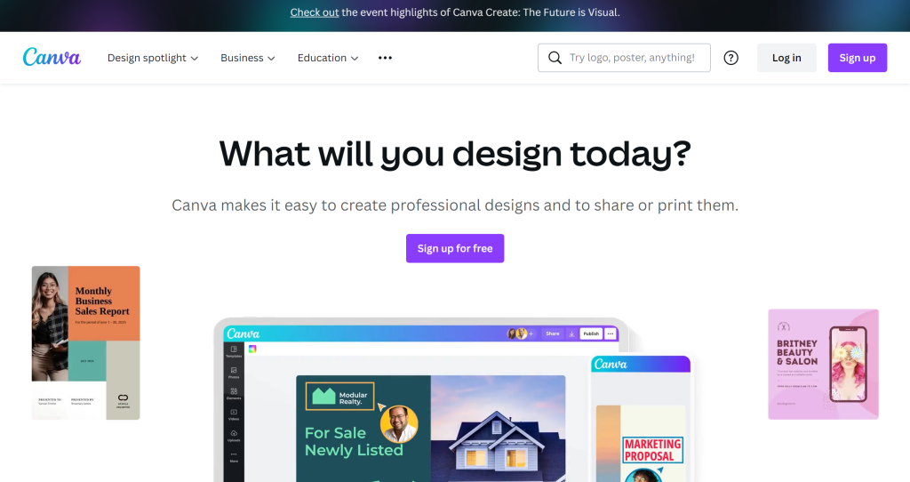 Canva landing page