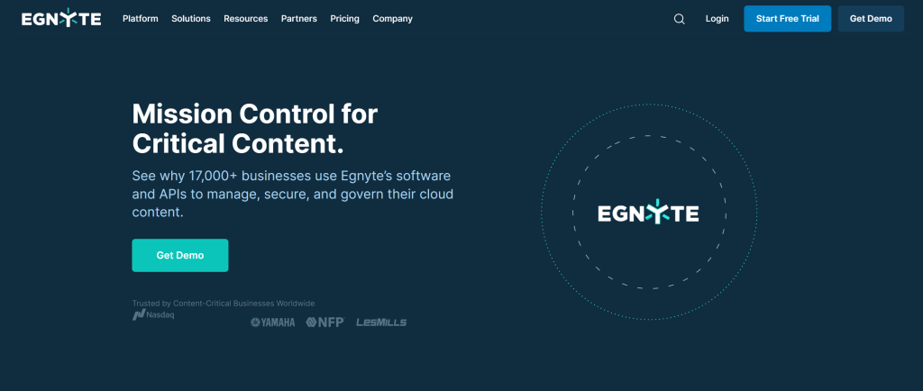 Egnyte landing page