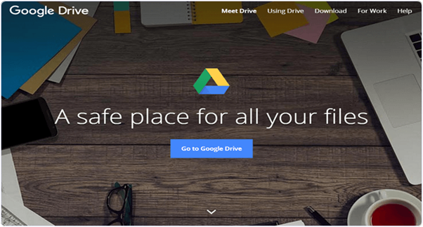 Google Drive landing page