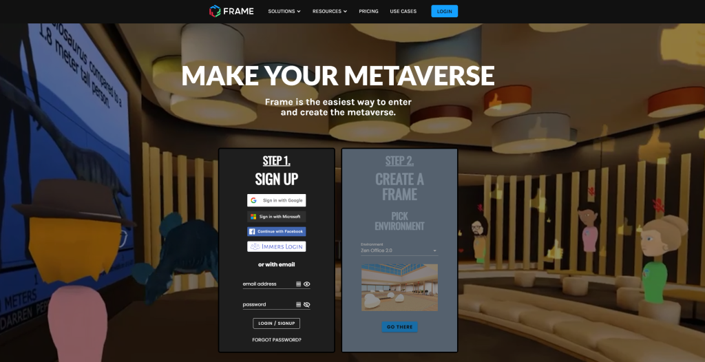 Frame landing page